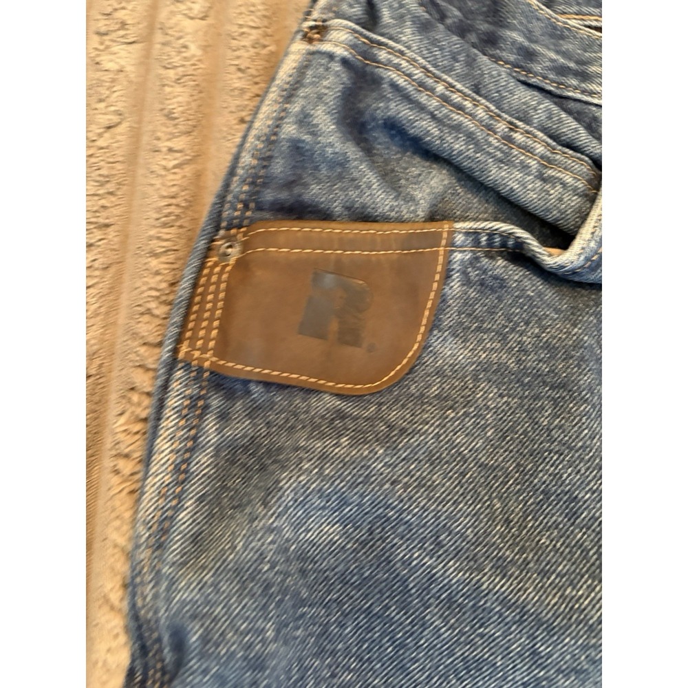 WRANGLER RIGGS WORK WEAR DURA SHIELD DENIM FLANNEL LINED BLUE JEANS 34x30 - Picture 2 of 14